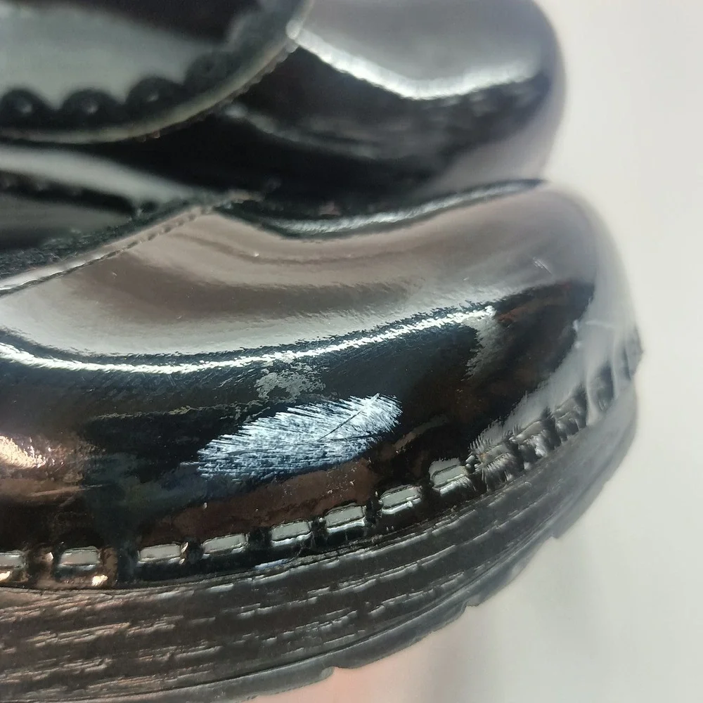 Dansko Kids Black Patent Leather Scalloped Mary Jane Clogs Shoes Size 34 US 3/4